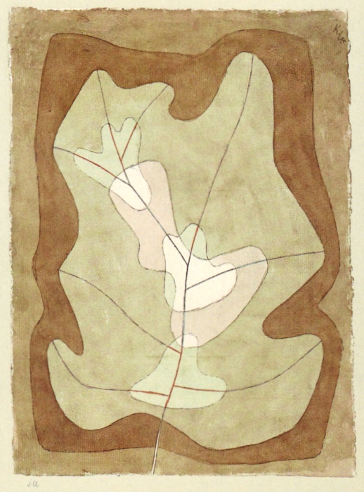 　　　　パウル・クレー, 「光を受けた葉」, 1929 / OE4, 水彩