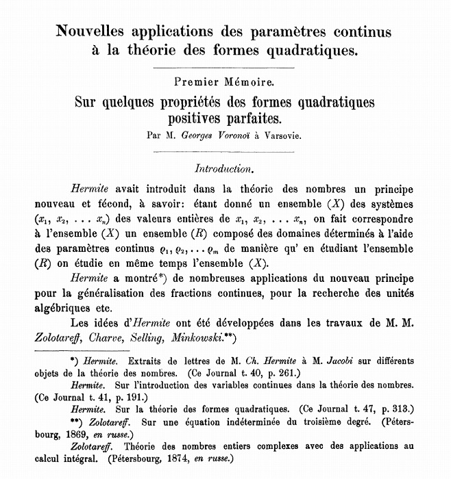 　Georgy Voronoyの論文（1908）
　ⒸVoronoi, Georges. 