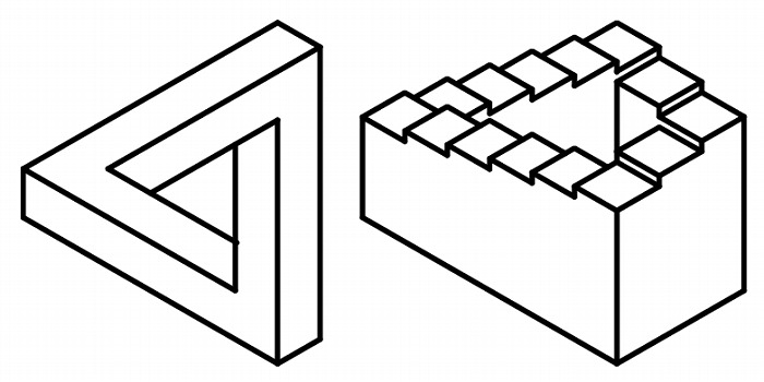 　図6．ペンローズの三角形と階段